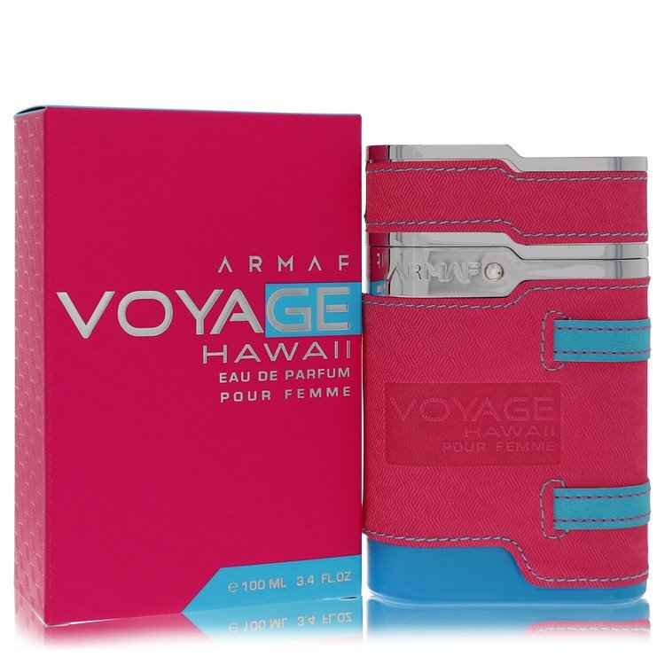 Armaf Voyage Hawaii Eau De Parfum spray for women, 3.4 oz bottle with tropical-inspired fragrance and elegant design.