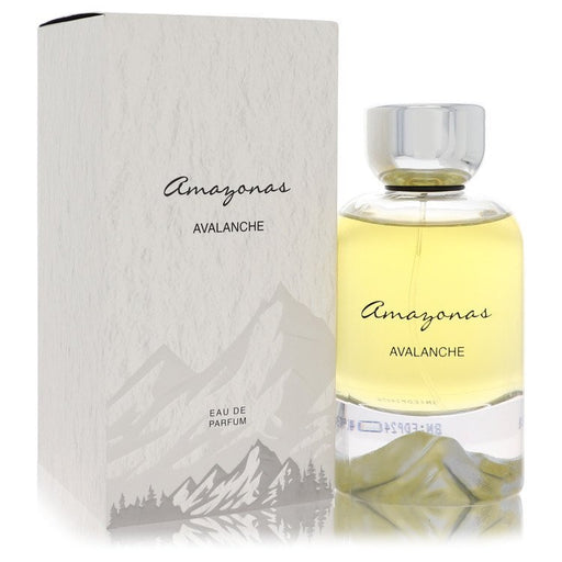 Atralia Amazonas Avalanche Eau De Parfum spray 3.4 oz for women and unisex, featuring a sleek bottle with vibrant packaging.