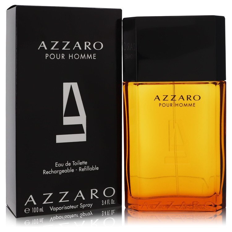 Azzaro by Azzaro Eau De Toilette spray for men, 3.4 oz bottle with sleek packaging and classic fragrance design.