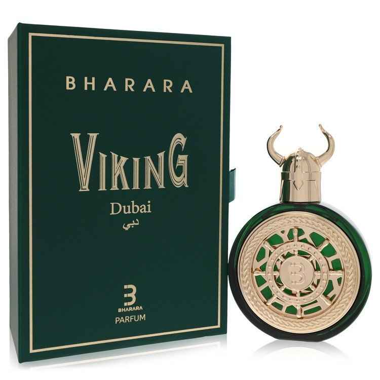 Viking Dubai Eau De Parfum Spray by Bharara Beauty, 3.4 oz, unisex fragrance bottle with elegant design.