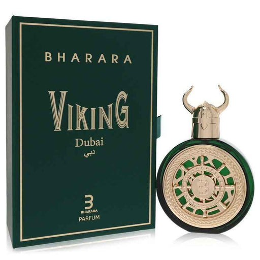 Viking Dubai Eau De Parfum Spray by Bharara Beauty, 3.4 oz, unisex fragrance bottle with elegant design.