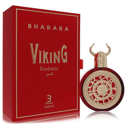 Viking Kashmir Eau De Parfum Spray by Bharara Beauty for men, 3.4 oz glass bottle showing elegant packaging.