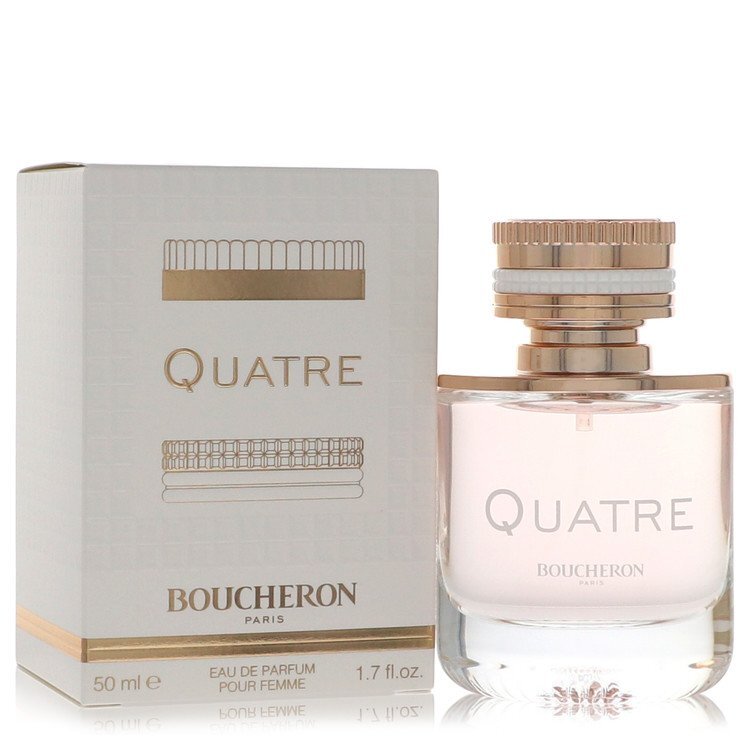 Boucheron Quatre Eau de Parfum spray for women, 1.7 oz bottle with elegant packaging and floral fragrance design.