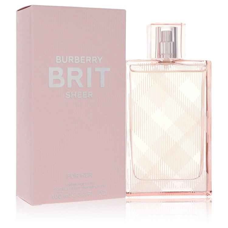 Burberry Brit Sheer Eau De Toilette spray for women, 3.4 oz, featuring the classic Burberry bottle and elegant design.