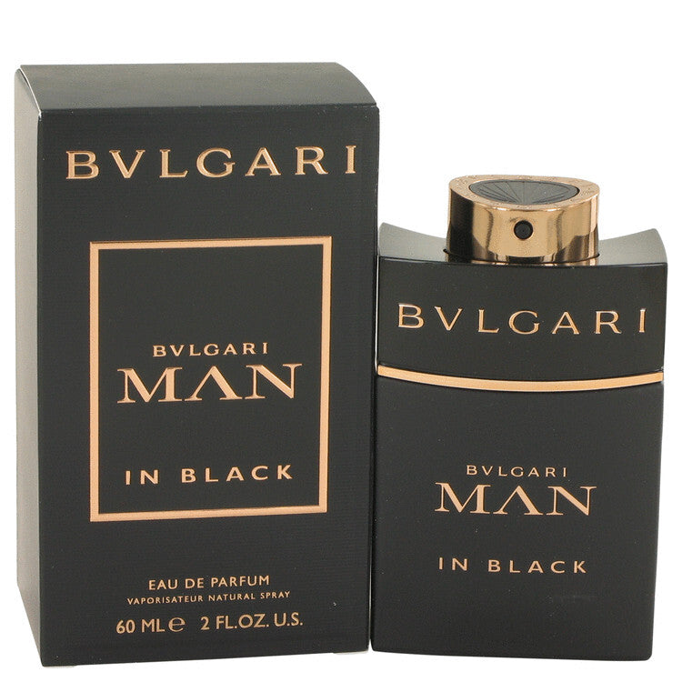 Bvlgari Man In Black Eau De Parfum spray for men, black bottle with sleek design, 2 oz size.