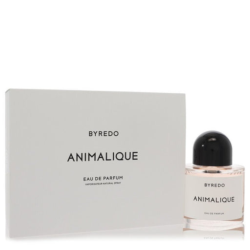 Animalique by Byredo Eau De Parfum spray, 3.4 oz, for men and unisex, featuring a sleek bottle with minimalistic design.