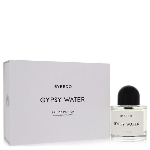 Byredo Gypsy Water Eau De Parfum spray, 3.4 oz, unisex fragrance bottle with minimalist design and clear label.