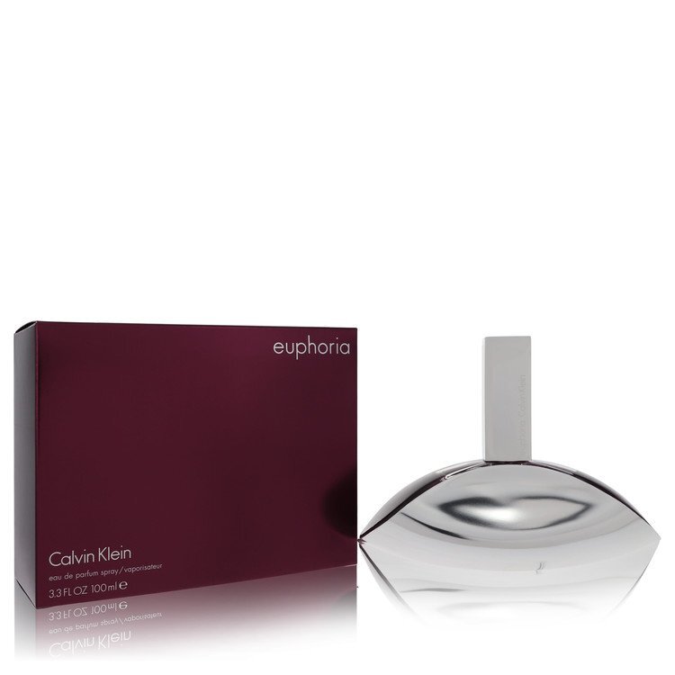 Calvin Klein Euphoria Eau De Parfum Spray 3.3 oz bottle with elegant design and floral scent details.