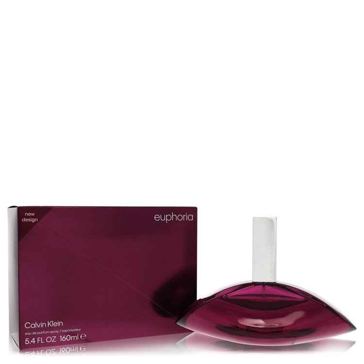 Calvin Klein Euphoria Eau De Parfum spray for women, 5.5 oz bottle, elegant fragrance with a sleek design and floral notes.