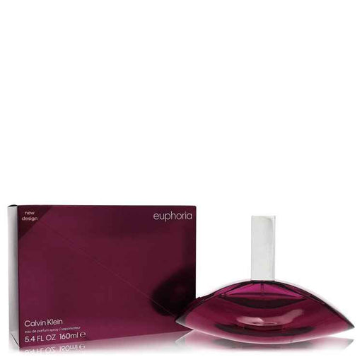 Calvin Klein Euphoria Eau De Parfum spray for women, 5.5 oz bottle, elegant fragrance with a sleek design and floral notes.