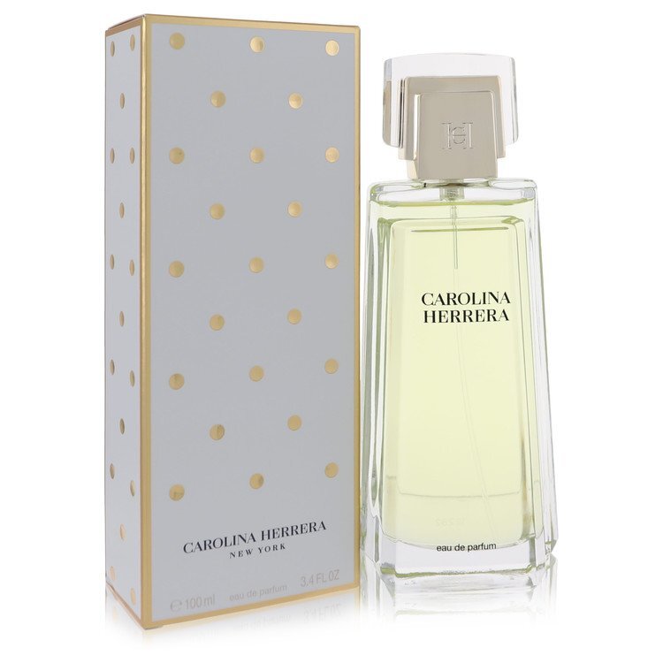 Carolina Herrera Eau De Parfum spray for women, 3.4 oz bottle with elegant packaging and floral design.