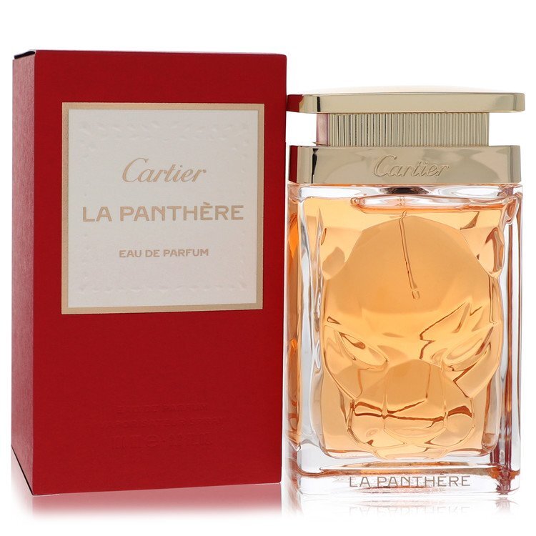 Cartier La Panthere Eau de Parfum spray for women, 3.3 oz bottle, elegant fragrance with floral and woody notes.