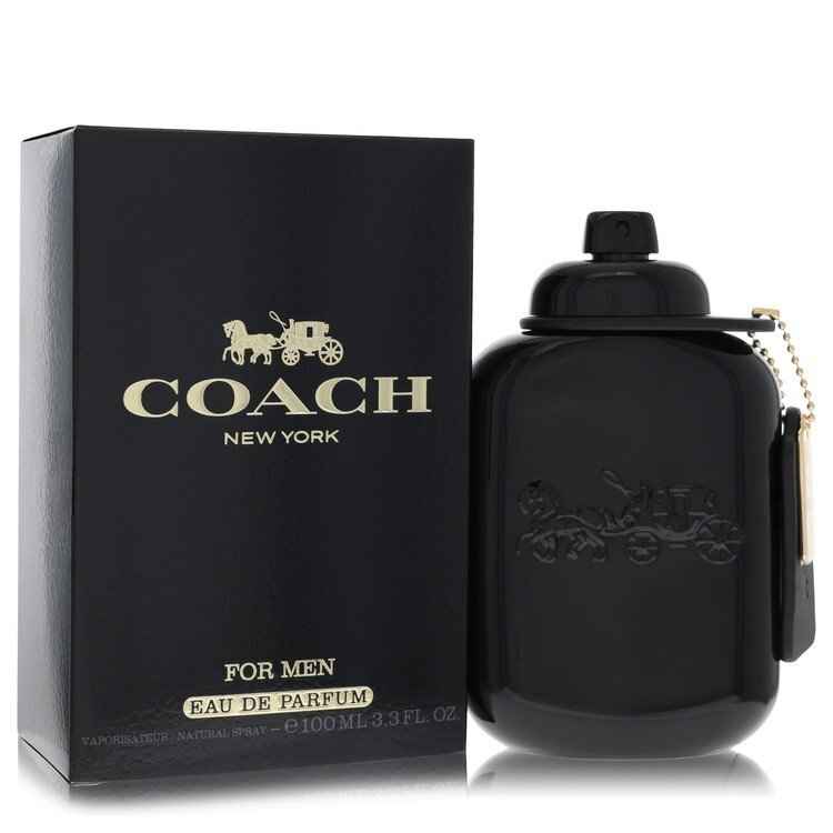 Coach by Coach men's Eau De Parfum spray, 3.4 oz bottle, with sleek design and brand logo visible.