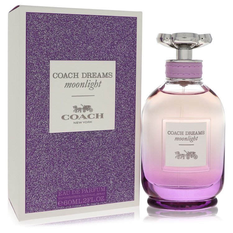 Coach Dreams Moonlight Eau De Parfum spray for women, 2 oz, featuring the elegant Coach fragrance bottle.