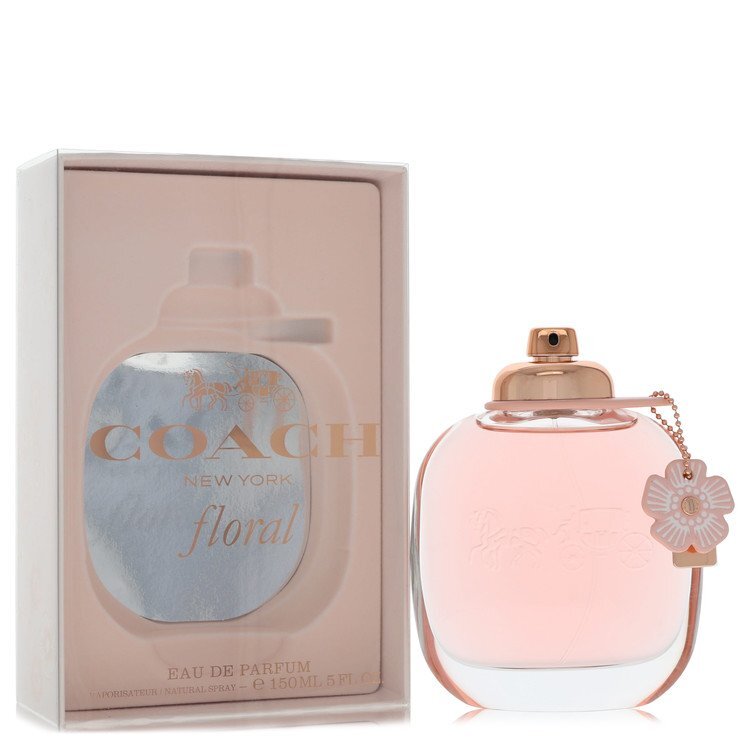 Coach Floral by Coach Eau De Parfum spray, 5 oz, elegant glass bottle with floral design, suitable for women.