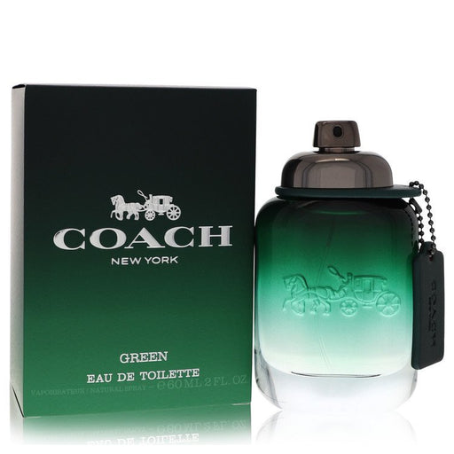 Coach Green by Coach men's 2 oz Eau De Toilette spray, fresh green fragrance bottle with sleek design.