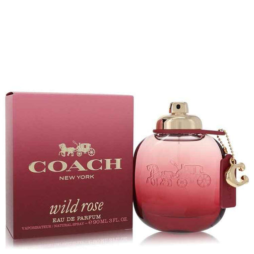 Wild Rose Coach Eau De Parfum Spray for women in 3 oz bottle, featuring floral and feminine fragrance notes.