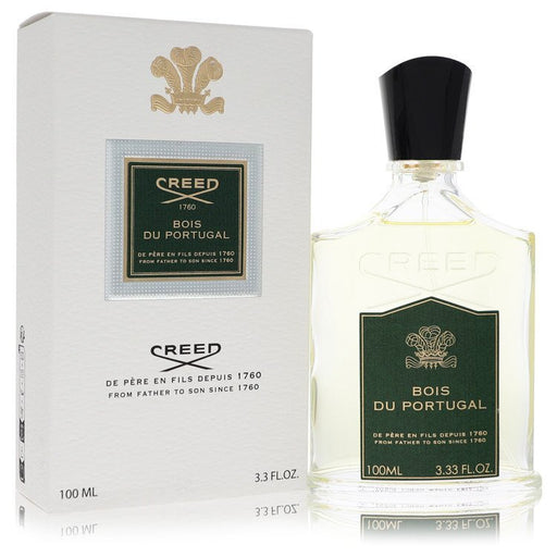 Creed Bois Du Portugal Eau De Parfum Spray for men, 3.3 oz bottle with elegant packaging and classic fragrance design.