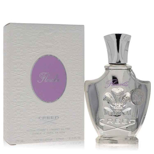 Creed Floralie Eau De Parfum spray for women, 2.5 oz bottle, elegant floral fragrance with sophisticated packaging.