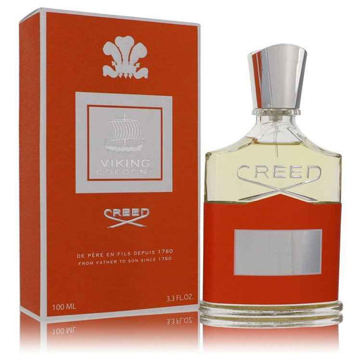 Creed Viking Eau De Parfum spray for men, 3.3 oz bottle, featuring a sleek design and luxurious fragrance.