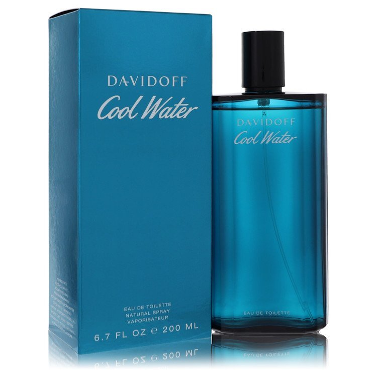 Davidoff Cool Water Eau De Toilette spray for men, 6.7 oz bottle, with blue packaging and stylish design.