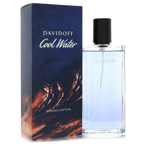 Davidoff Cool Water Oceanic Eau De Toilette spray for men, 4.2 oz bottle with blue design and silver cap.