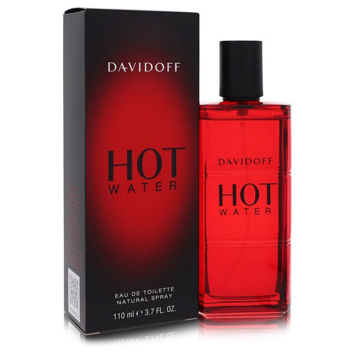 Davidoff Hot Water Eau De Toilette spray for men, 3.7 oz bottle, with the fragrance bottle and branding visible.