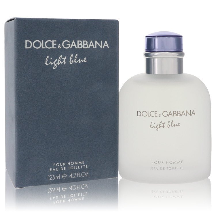 Light Blue by Dolce & Gabbana men’s Eau De Toilette spray, 4.2 oz bottle, featuring a sleek, light blue fragrance design.
