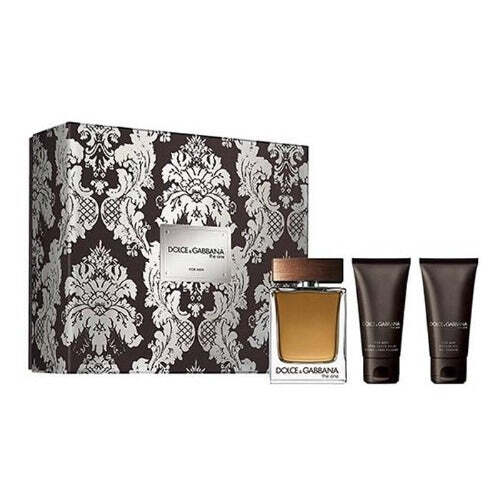 Dolce & Gabbana The One men's 3-piece gift set with three 3 oz Eau de Toilette sprays, elegant packaging.