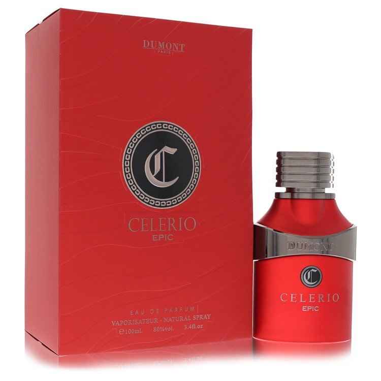 Celerio Epic Eau De Parfum Spray by Dumont Paris, 3.4 oz, for men and unisex, with sleek perfume bottle and elegant packaging