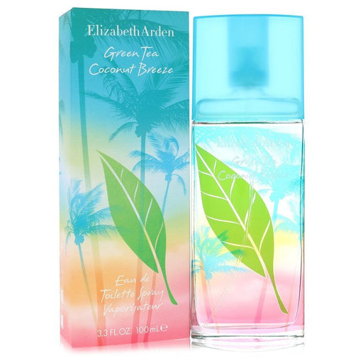 Elizabeth Arden Green Tea Coconut Breeze Eau De Toilette spray for women, 3.3 oz bottle, featuring green tea and coconut scent.