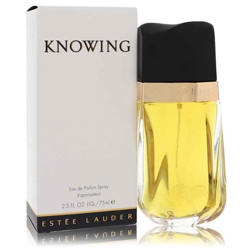 Knowing by Estee Lauder Eau De Parfum spray for women, 2.5 oz bottle with elegant perfume packaging.