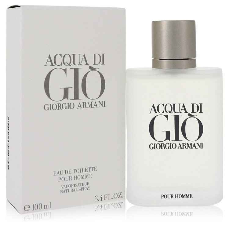 Giorgio Armani Acqua Di Gio Eau de Toilette spray for men, 3.3 oz bottle, with sleek packaging and Armani branding.