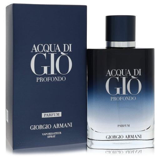 Giorgio Armani Acqua Di Gio Profondo men's parfum spray in 3.3 oz bottle, featuring sleek packaging and brand logo.
