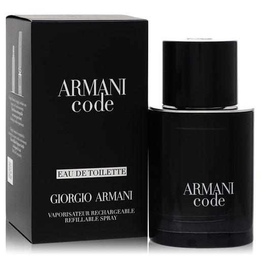 Giorgio Armani Armani Code eau de toilette spray for men, 1.7 oz, sleek bottle with refillable design.