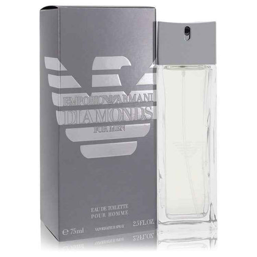 Giorgio Armani Emporio Armani Diamonds Eau De Toilette Spray 2.5 oz for men with sleek bottle design and silver cap.