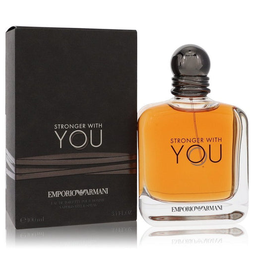 Giorgio Armani Stronger With You Eau De Toilette spray for men, 3.4 oz bottle with sleek packaging and brand logo.