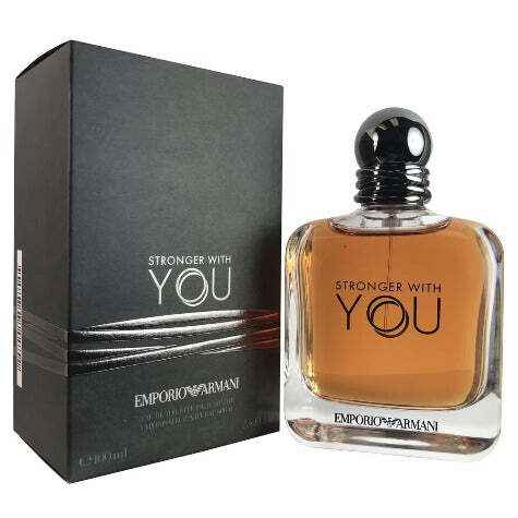 Giorgio Armani Stronger With You men's cologne spray 3.4 oz bottle, featuring sleek packaging and elegant design.