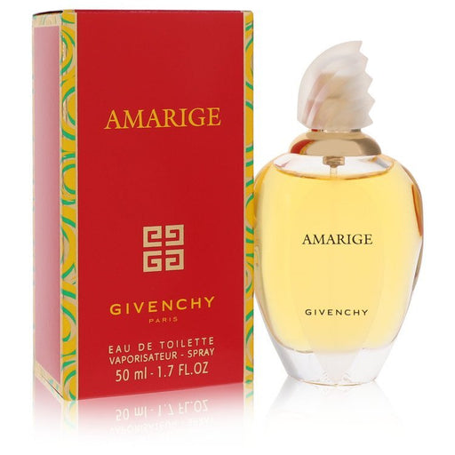 Amarige by Givenchy Eau de Toilette spray for women, 1.7 oz, with elegant perfume bottle and floral design.