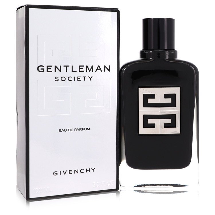 Gentleman Society by Givenchy Eau De Parfum spray for men, 3.3 oz bottle with sleek design and sophisticated branding.