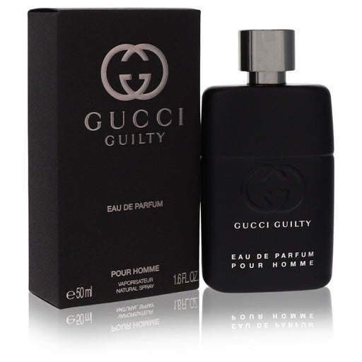 Gucci Guilty Pour Homme Eau de Parfum spray for men, 1.6 oz bottle, with sleek packaging and classic Gucci branding.