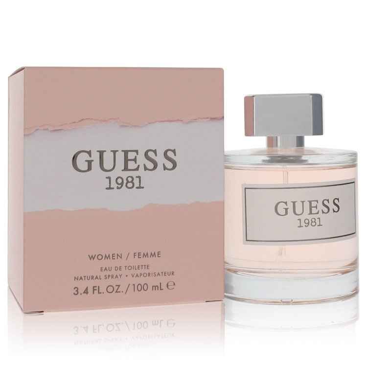 Guess 1981 Eau De Toilette spray for women, 3.4 oz bottle with sleek design and elegant packaging.