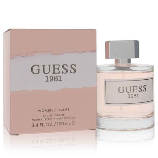 Guess 1981 Eau De Toilette spray for women, 3.4 oz bottle with sleek design and elegant packaging.