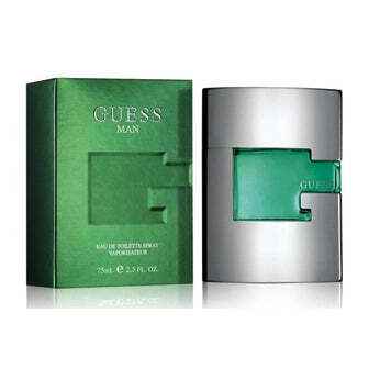 Guess Man Eau De Toilette spray for men, 2.5 oz, featuring the men's cologne bottle with the Guess branding.