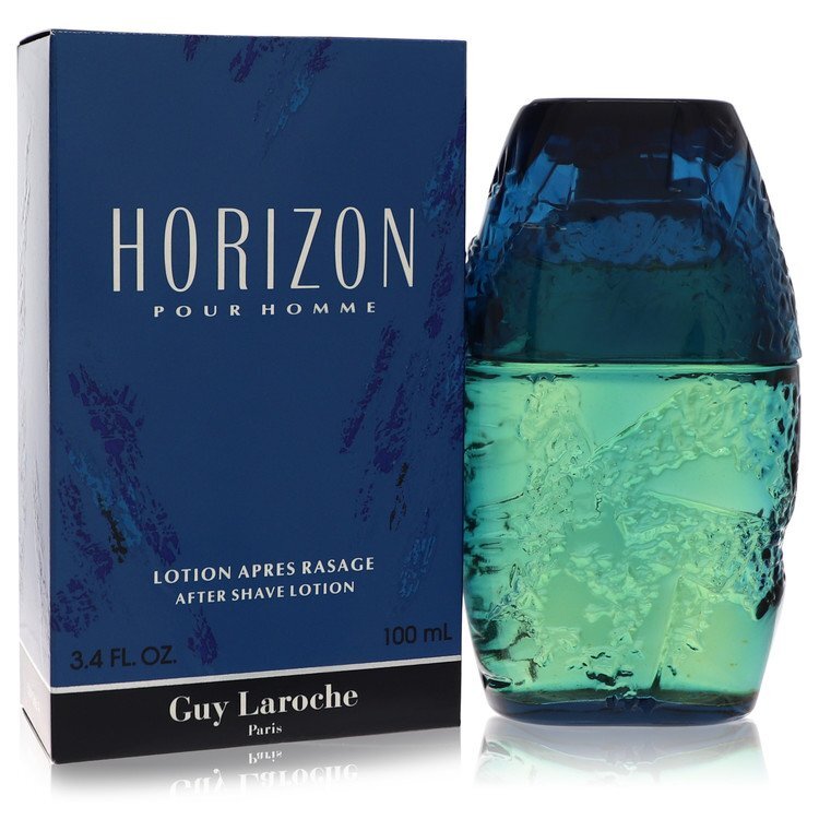 Horizon by Guy Laroche men's after shave lotion in 3.4 oz bottle, with a sleek design and classic packaging.