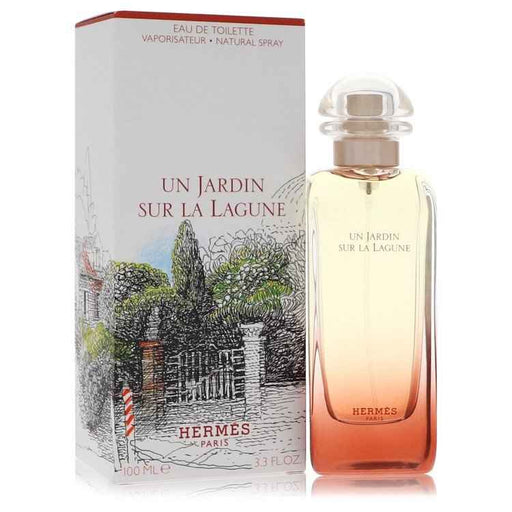 Hermes Un Jardin Sur La Lagune Eau de Toilette spray for women, 3.3 oz bottle with elegant packaging.