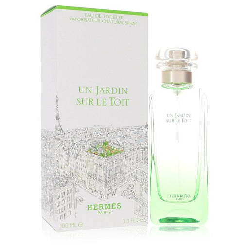 Hermes Un Jardin Sur Le Toit Eau de Toilette spray for women, 3.3 oz, featuring floral and fresh fragrance notes.