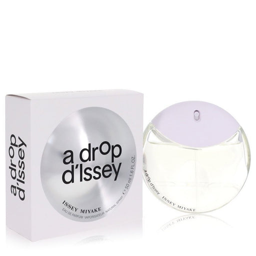 Issey Miyake A Drop D'Issey Eau de Parfum spray for women, 1.6 oz, with a sleek perfume bottle and elegant design.