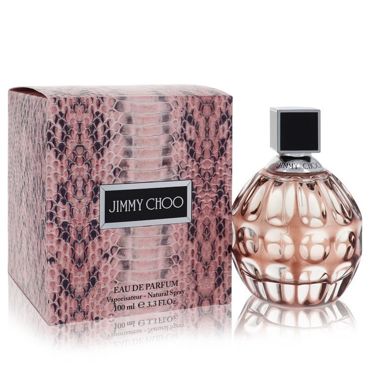 Jimmy Choo by Jimmy Choo Eau de Parfum spray bottle for women, featuring a sleek design and elegant packaging.