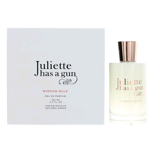 Juliette Has a Gun Moscow Mule Eau De Parfum spray for women, 3.3 oz bottle with sleek packaging and elegant design.